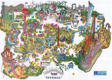 Six Flags Magic Mountain map. | Six flags, Theme park map, Magic mountain california