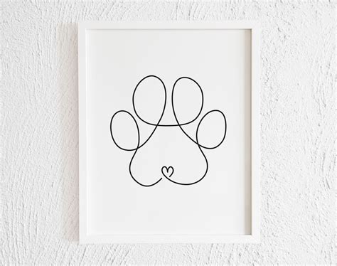 Minimalist Dog Paw Drawing Doodle Line Art Print. Printable - Etsy