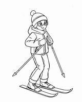 Winter Ski Adventure Coloring Sheet sketch template