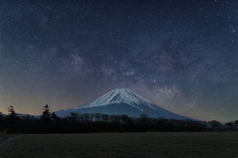 4K, Japan, Sky, Stars, Mount Fuji, Night, Volcano, HD Wallpaper | Rare ...