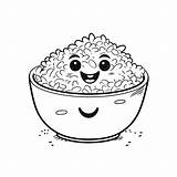Rice Bowl Cartoon Vector Clipart Coloring Illustration Sheets Drawn  sketch template