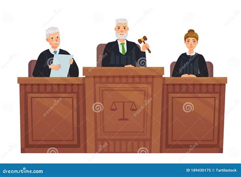 Supreme Court Tribune. Judges in Session, Judge Holding Hammer and ...