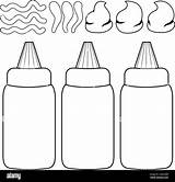 Ketchup mustard And mayonnaise Vector Black White coloring Page  sketch template