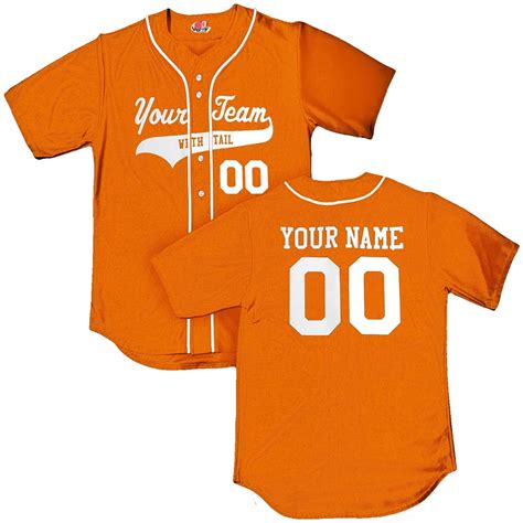 Custom Orange Baseball Jersey with White Piping. Personalized | Etsy