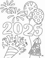 Happy New Year 2025 Coloring Pages  Nation sketch template