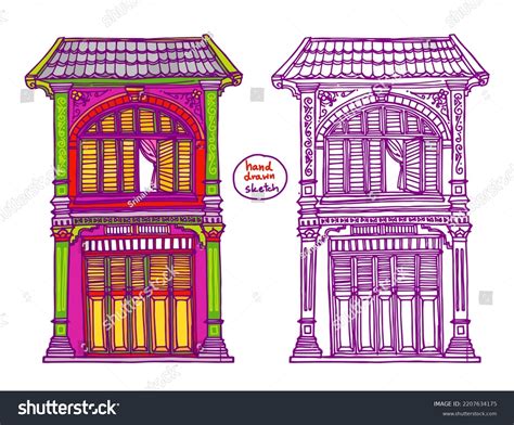 Hand Drawn Buildings Sketch Old Town Stock Vector (Royalty Free ...