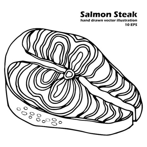 Premium Vector | Salmon steak fish. hand drawn vector