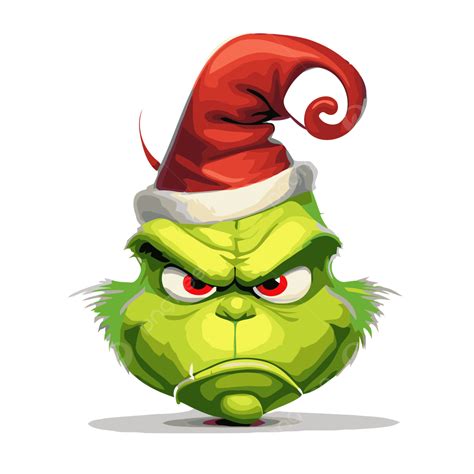 New Grinch Vector, Sticker Clipart Grim Grinch Wearing Christmas Hat ...