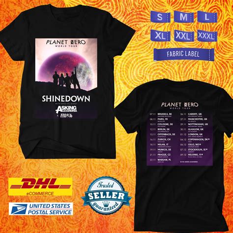 TOUR 2022 SHINEDOWN PLANET ZERO EUROPE TOUR BLACK TEE SHIRT WITH DATES ...