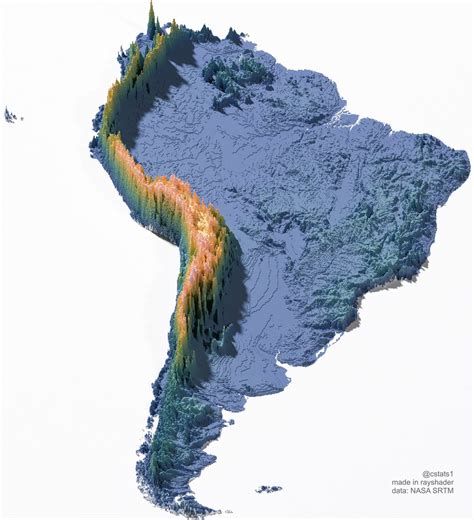 South America elevation tile map : r/MapPorn