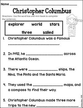 Christopher Columbus Mini-book and Worksheet by The Hawk's Nest | TpT