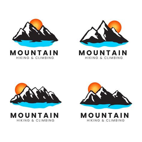 Premium Vector | Mountain peak logo set