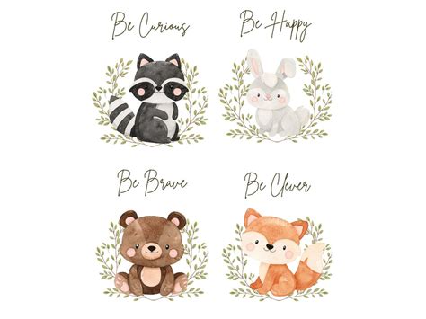 Woodland Animal Nursery Print - Etsy