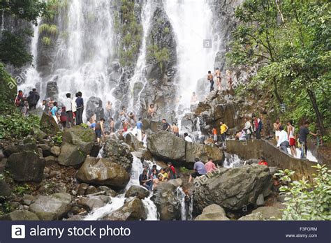 Popular waterfall of Amboli Ghat tourist bathing ; Sawantwadi to Amboli Hill station ...