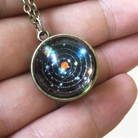 Solar System Necklace Planet Pendant Galaxy Starry Sky Double Sided ...