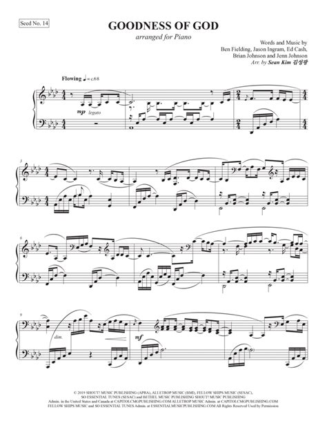 Goodness Of God by Jason Ingram - Piano Solo - Digital Sheet Music | Sheet Music Plus