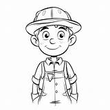 Cute Boy In Overalls Coloring Page Ring Drawing Color Basic  sketch template