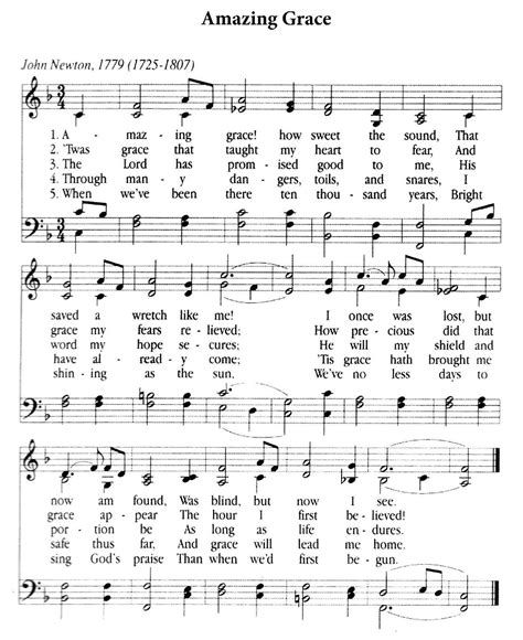 Amazing Grace Printable Sheet Music - Printable Words Worksheets