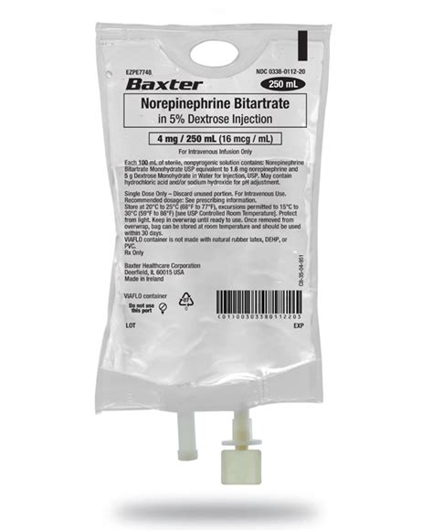 Baxter Premix: Norepinephrine Bitartrate in 5% Dextrose Injection