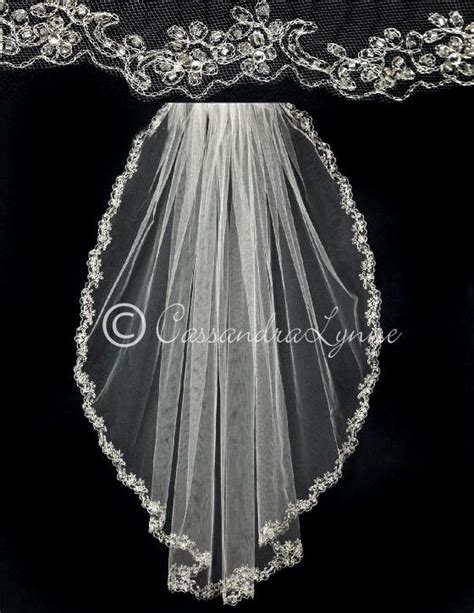 Bridal Veil with a Beaded Embroidered Lace Pattern | Bridal veil, Bridal veils and headpieces ...