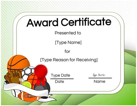 Free Printable Sports Certificates - Printable Word Searches