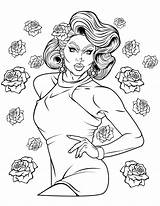 Drag Queen Adult Coloring Page / Digital Download Race  Etsy sketch template