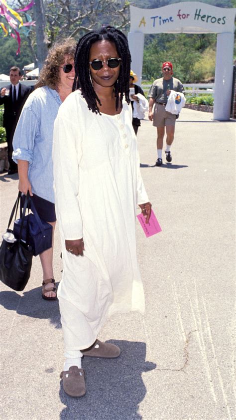 Great Outfits in Fashion History: Whoopi Goldberg in a Sack Dress and Birkenstock Bostons ...