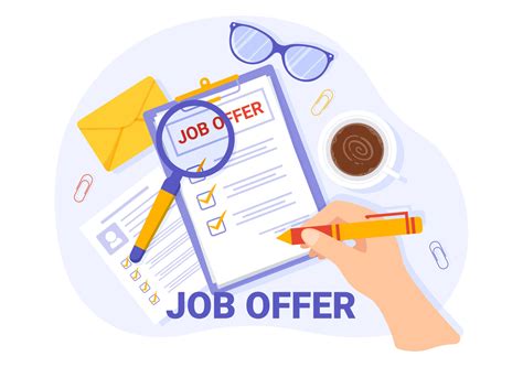 Job Offer Vector Illustration with Businessman Recruitment Search, Start Career and Vacancy at a ...