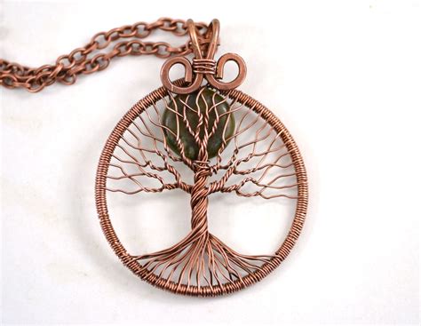 Tree-Of-Life Necklace Full Moon Pendant Copper Wired Jewelry