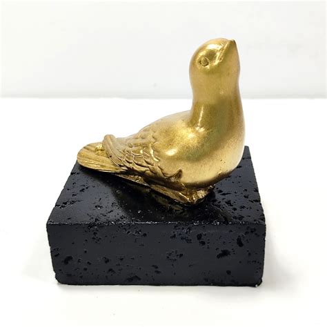 Gold Pigeon Stone Statue on Black Base Gold Dove Sculpture - Etsy