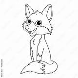Cute fox cartoon coloring Page Illustration Vector For Kids  sketch template