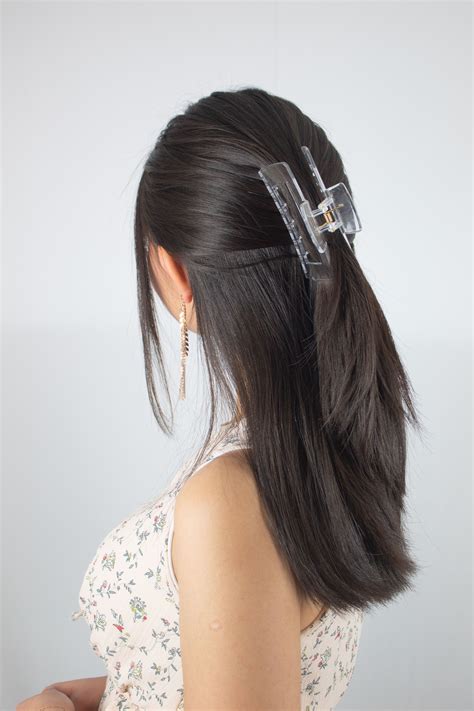 Clear Transparent Claw Clips for Thick Hair | Clip hairstyles, Long ...