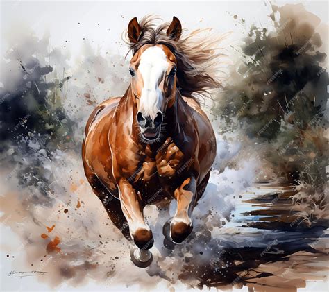 Premium AI Image | A watercolor painting of a horse thats running