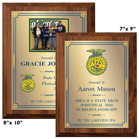 LA Trophies - FFA Awards Full Color Sublimated Plaques - 4x6, 5x7, 6x8 – Louisiana Trophies