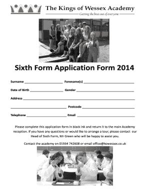 Fillable Online Sixth Form Application Form 2013 Fax Email Print ...