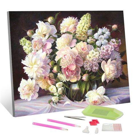 TISHIRON 5D DIY Diamond Painting Kit, 12x16 Inches, Flowers and Vases ...