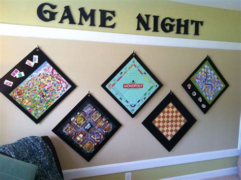 Put game boards on wood & hang on wall. Easy access & cool decorations ...