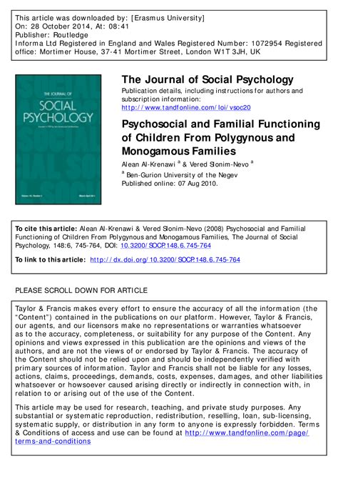 (PDF) Psychosocial and Familial Functioning of Children From Polygynous and Monogamous Families ...