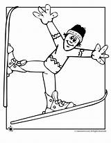 Skiing Coloring Pages Girl Downhill Clipart Ski Kids Colouring Cliparts  sketch template