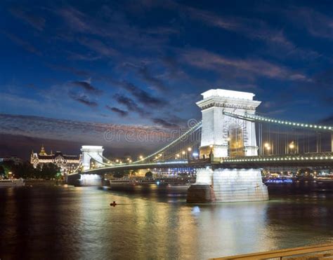 Budapest Chain Bridge Night View Stock Photo - Image of building, budapest: 265553128