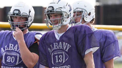 Albany football practices Tuesday