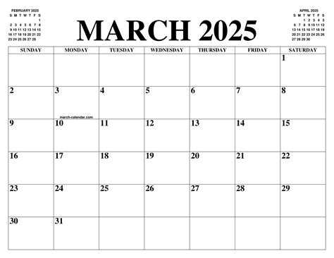 MARCH 2025 CALENDAR OF THE MONTH: FREE PRINTABLE MARCH CALENDAR OF THE YEAR - AGENDA