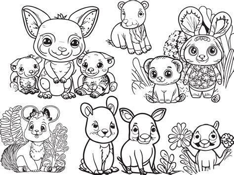 Cute Baby Animals Coloring Pages 24521227 Vector Art at Vecteezy