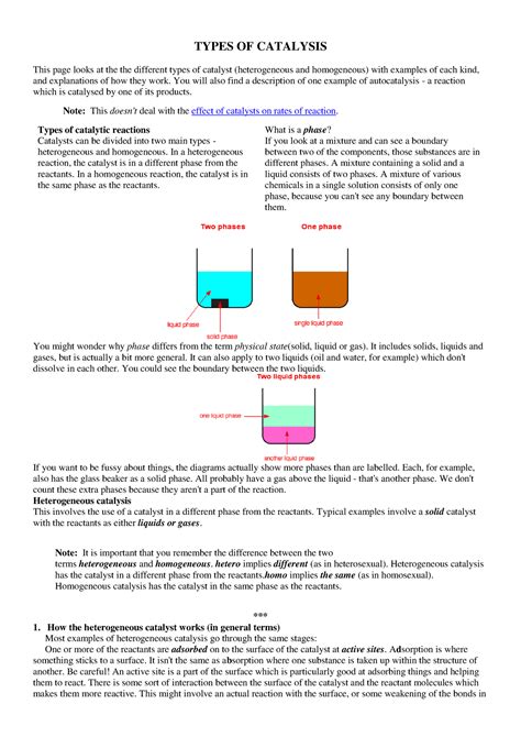 Types Of Catalysis - TYPES OF CATALYSIS This page looks at the the ...