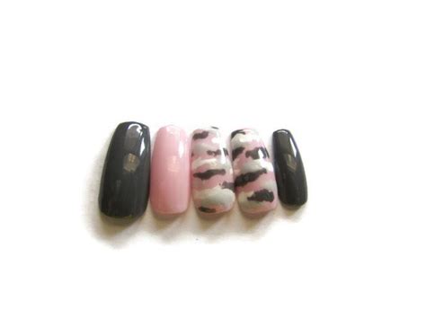 Pink Camouflage Nails Camouflage Nails Pink Nails Grey | Etsy