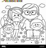 Happy family At The Park coloring Book Page Stock Vector Image & Art  sketch template