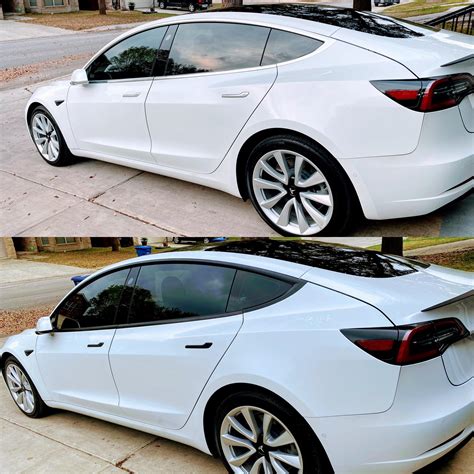 Before and After of White Tesla Model 3 with chrome delete – Tesla ...