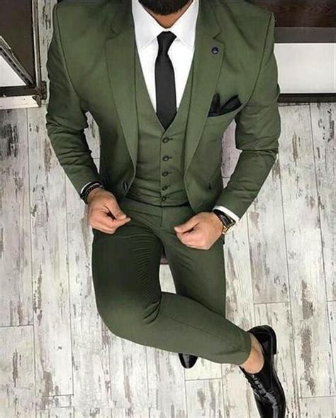 CB05141 Olive /Dark green Men Blazer Prom Suit Outfits for Graduation ,Wedding Suit Three Pieces ...
