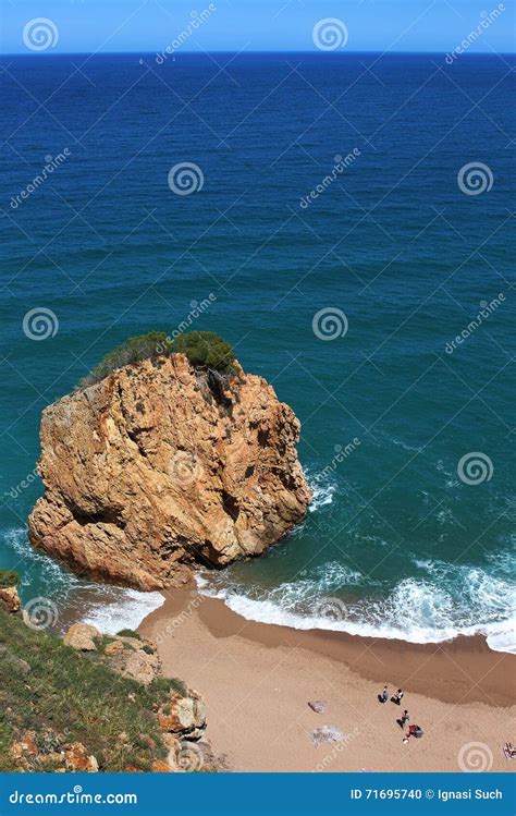 Aerial View of La Roca Roja Beach in La Costa Brava Region. Stock Photo ...