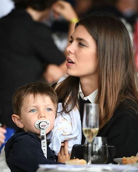 Charlotte Casiraghi with her son Balthazar at the airport • • Credit ...